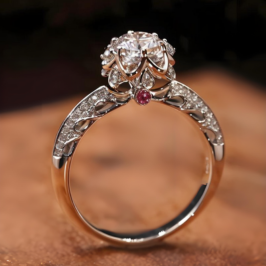 Enchanted Ruby - Accent Diamond Ring